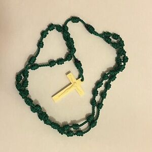Rosary green, crucifix - jewelry